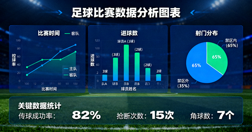 足球比赛数据分析图表与统计面板